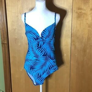 Islander blue tropical one piece suit, size 14